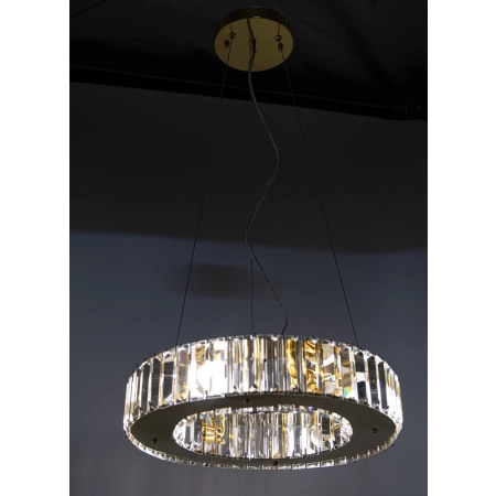 Lampa wisząca okrągła złota szklana 40cm 6350/4 - Lampy Elem
